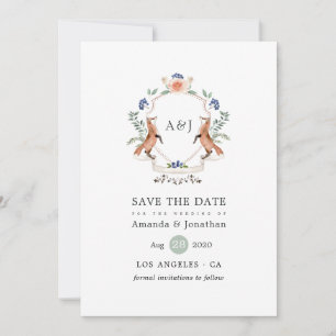 Save The Date Aquarelle Bois Laurel Crest Monogramme Mariage