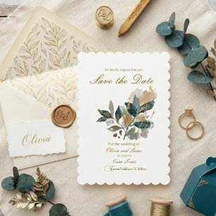 Save The Date Aquarelle botanique moderne à feuilles d'eucalyptu