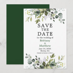 Save The Date Aquarelle Botanique Vert Élégant
