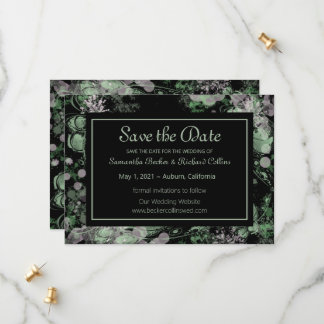 Save The Date Aquarelle Botanique vert et rose