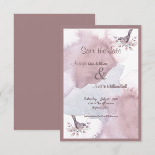 Save The Date Aquarelle Bourgogne Dusty et Ampersand d'or Rose