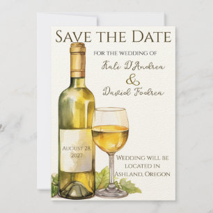 Save The Date Aquarelle Bouteille de vin Enregistrer la date