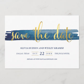 Save The Date Aquarelle Brosse Faux Foil Enregistrer la date