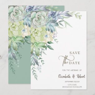 Save The Date Aquarelle Cactus Succulents Enregistrer La Date