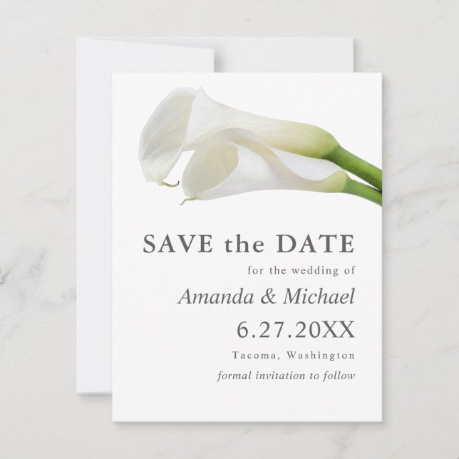 Save The Date Aquarelle Calla Lilies Enregistrer la date avec la (Devant)
