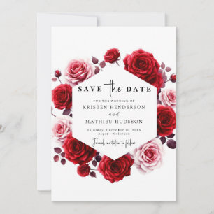 Save The Date Aquarelle Chic Crimson Mariage rouge
