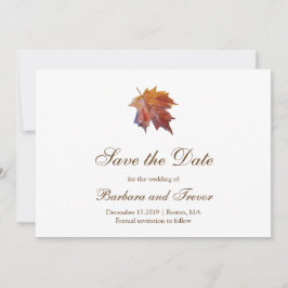 Save The Date Aquarelle chute feuille Elegant Mariage de automne
