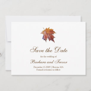 Save The Date Aquarelle chute feuille Elegant Mariage de automne