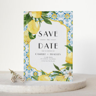 Save The Date Aquarelle Citron et carreaux marocains Motif