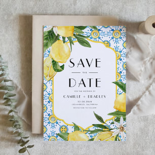 Save The Date Aquarelle Citron et carreaux marocains Motif QR Co
