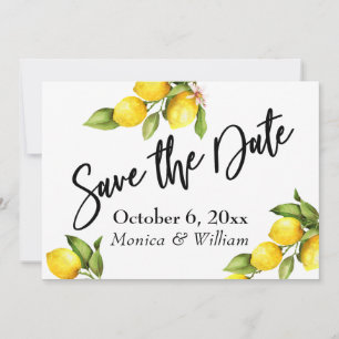 Save The Date Aquarelle citrons Enregistrer la typographie de la