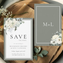 Save The Date Aquarelle classique élégante d'olive Floral