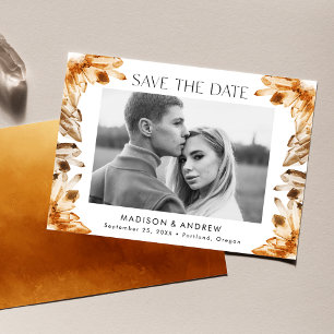 Save The Date Aquarelle Cristaux Citrine Orange Photo