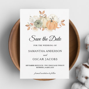 Save The Date Aquarelle d'automne Citrouilles et fleurs