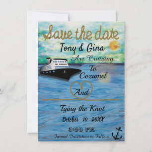 Save The Date Aquarelle de bateau de croisière 20XX Économisez L