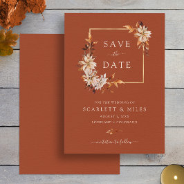 Save The Date Aquarelle de chute de cuivre Mariage floral