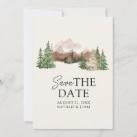 Aquarelle de montagne Bois Pins Mariage
