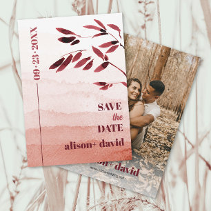 Save The Date Aquarelle dégradé et branche photo japonaise