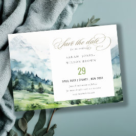 Save The Date Aquarelle douce Mariage paysage de montagne de nei