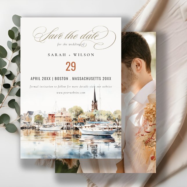 Save The Date Aquarelle du Maryland d'Annapolis Mariage Photo (Créateur téléchargé)