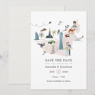 Save The Date Aquarelle Dubai EAU Destination Mariage Enregistre