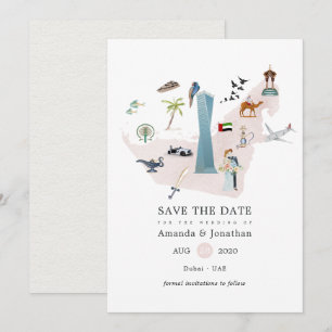 Save The Date Aquarelle Dubai UAE Destination Mariage