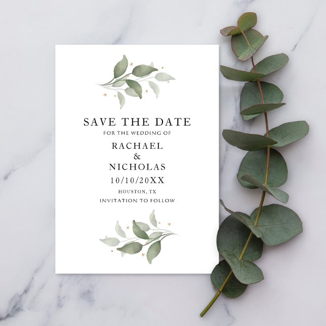 Save The Date Aquarelle Elégante Botanique Mariage de verdure (Créateur téléchargé)