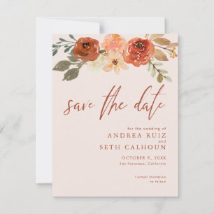 Save The Date Aquarelle en terre cuite Floral Enregistrer la dat