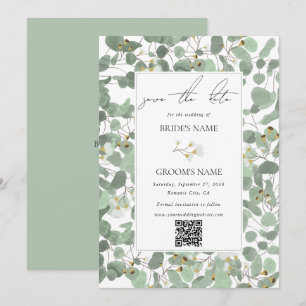 Save The Date Aquarelle Eucalyptus Mariage de fleurs vertes