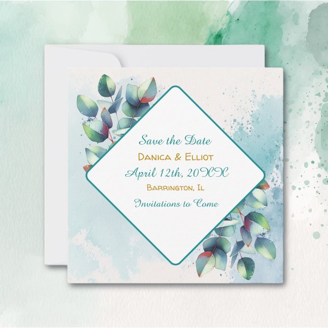 Save The Date Aquarelle Eucalyptus Mariage de verdure botanique (Créateur téléchargé)