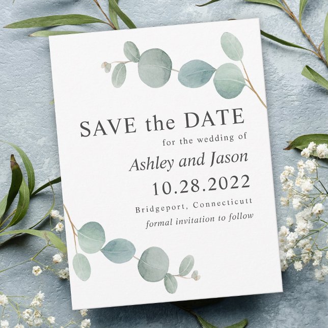 Save The Date Aquarelle Eucalyptus Mariage Enregistrer la date (Créateur téléchargé)