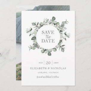Save The Date Aquarelle Eucalyptus Mariage Photo Enregistrer la 