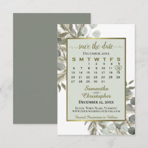 Save The Date Aquarelle Eucalyptus Pine Calendrier Sage Mariage