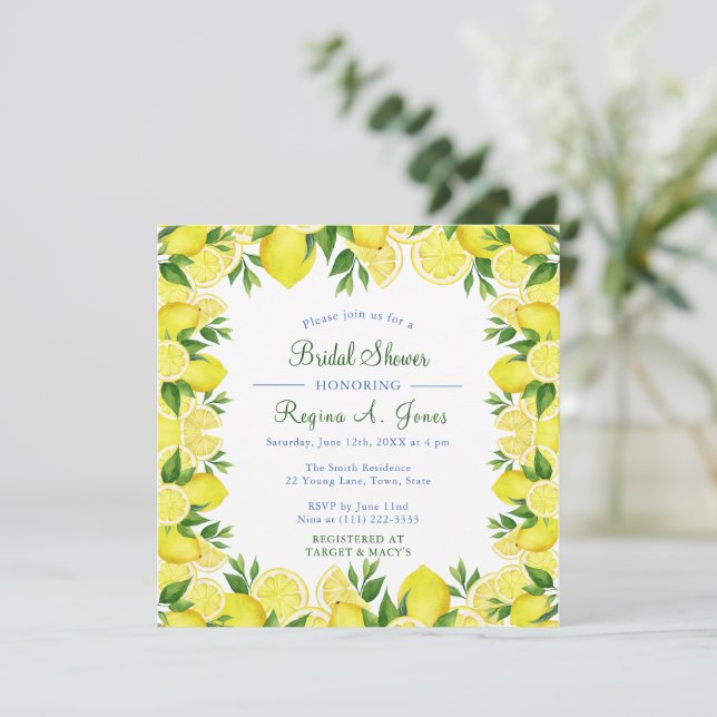 Save The Date Aquarelle Floral citron frite transparente (Debout devant)