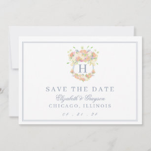 Save The Date Aquarelle Floral Garden Party Crest