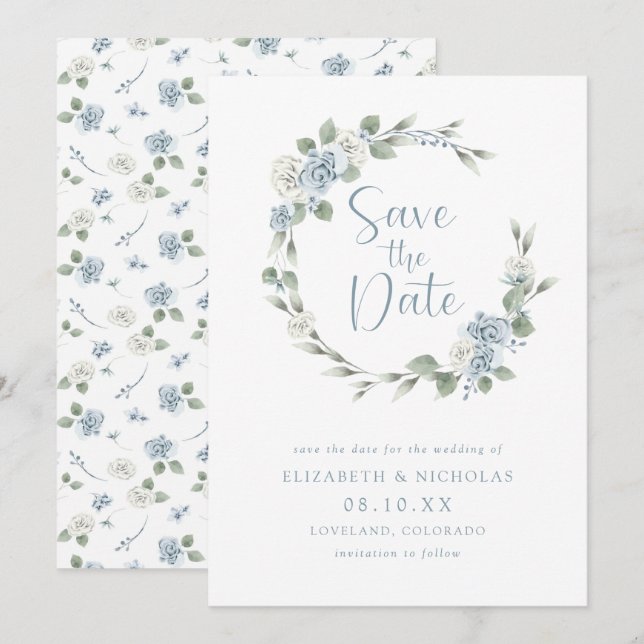 Save The Date Aquarelle Floral Mariage élégant (Devant / Derrière)