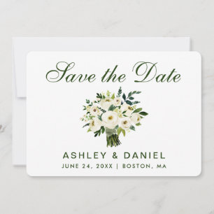 Save The Date Aquarelle Floral Vert Blanc Enregistrer La Date B