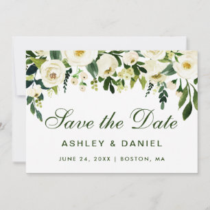 Save The Date Aquarelle Floral Vert Blanc Enregistrer La Date GS