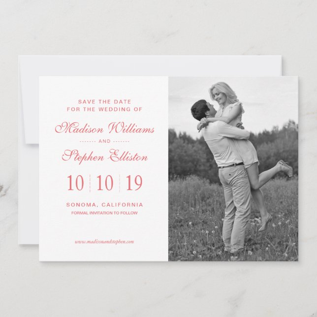 Save The Date Aquarelle florale Boho Rose Rose - Enregistrer la  (Devant)
