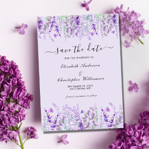 Save The Date Aquarelle Florale Élégante Formel Lavande Verdure