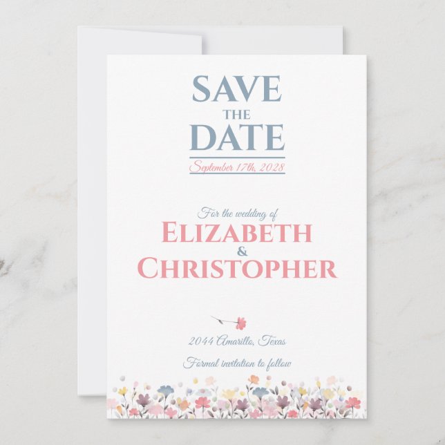 Save The Date Aquarelle Flore Delicé Enregistrer La Date (Devant)
