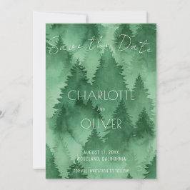Save The Date Aquarelle Forêt humide Mariage rustique moderne