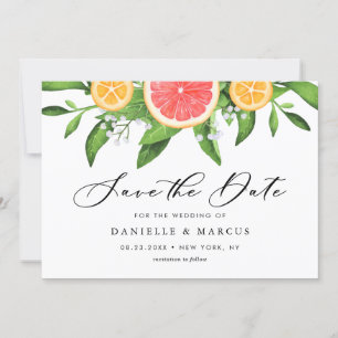 Save The Date Aquarelle Grappes et Oranges Mariage d'été