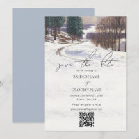 Aquarelle Hiver Mariage paysage neige