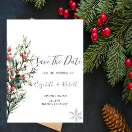 Save The Date Aquarelle Holly Berry Green Enregistrer La Date