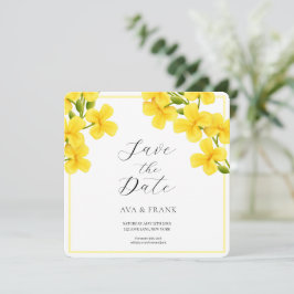 Save The Date Aquarelle Jaune Floral Jardin Blanc Mariage