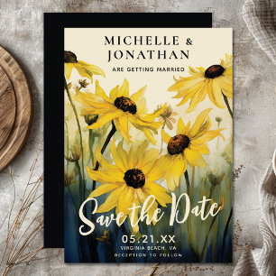 Save The Date Aquarelle Jaunes Marguerites Fleurs de marguerit