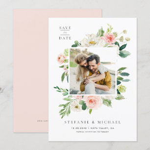 Save The Date Aquarelle Jolie Fleurs de Jardin Photo