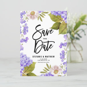 Save The Date Aquarelle Lavande Hydrangea Floral