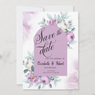 Save The Date Aquarelle Lilac Roses Pois Enregistrer la date